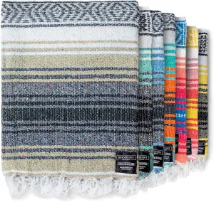 Benevolence LA Authentic Handwoven Mexican Blanket | Yoga Blankets, Outdoor, Picnic, Beach, Camping | Equestrian Saddle | Serape 50x70 inches - Sand, Pack of 1
