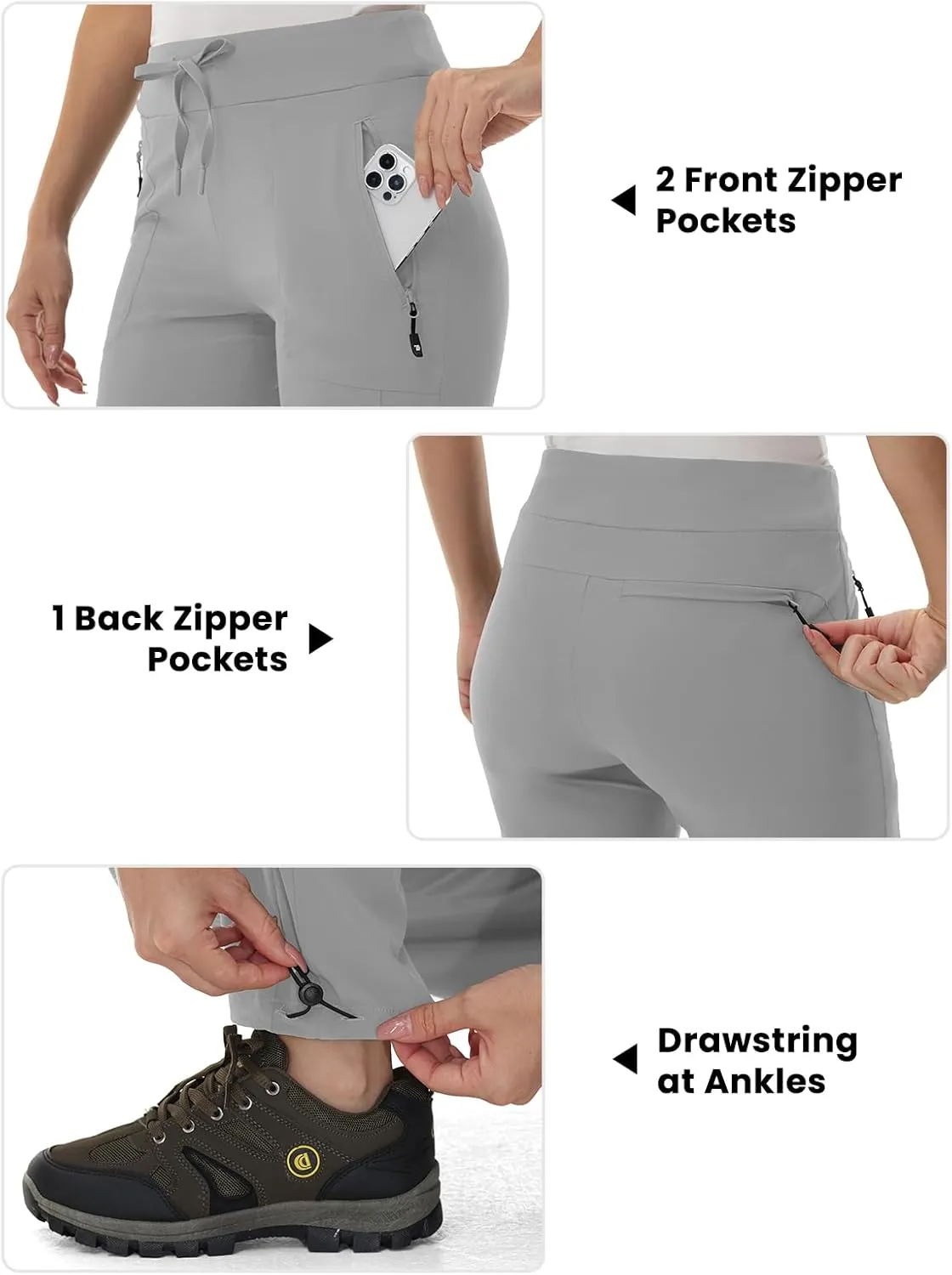 BGOWATU Women's Hiking Pants Lightweight Quick Dry Casual Joggers with Zipper Pockets Athletic Water Resistant Outdoor