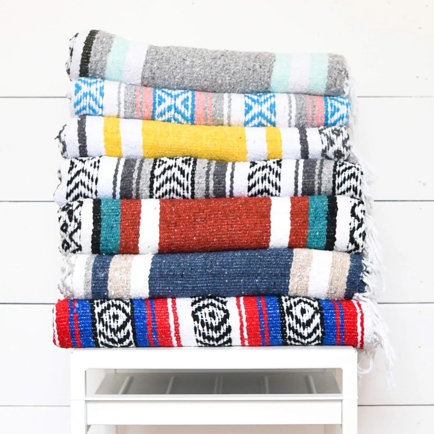 Black and Gray Mexican Blanket by Laguna Beach Textile Co - Beach, Yoga, Camping, or Decorative Throw Blanket - Traditional Handmade Serape - Gray Noir