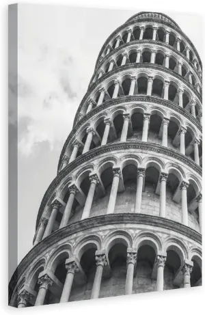 Black And White Beautiful Leaning Tower of Pisa Scenic Spots Room Aesthetics Posters Canvas Posters Bedroom Decoration Sports Office Decoration Gifts Wall Art Decoration Printing Posters 8x12inchs(20x