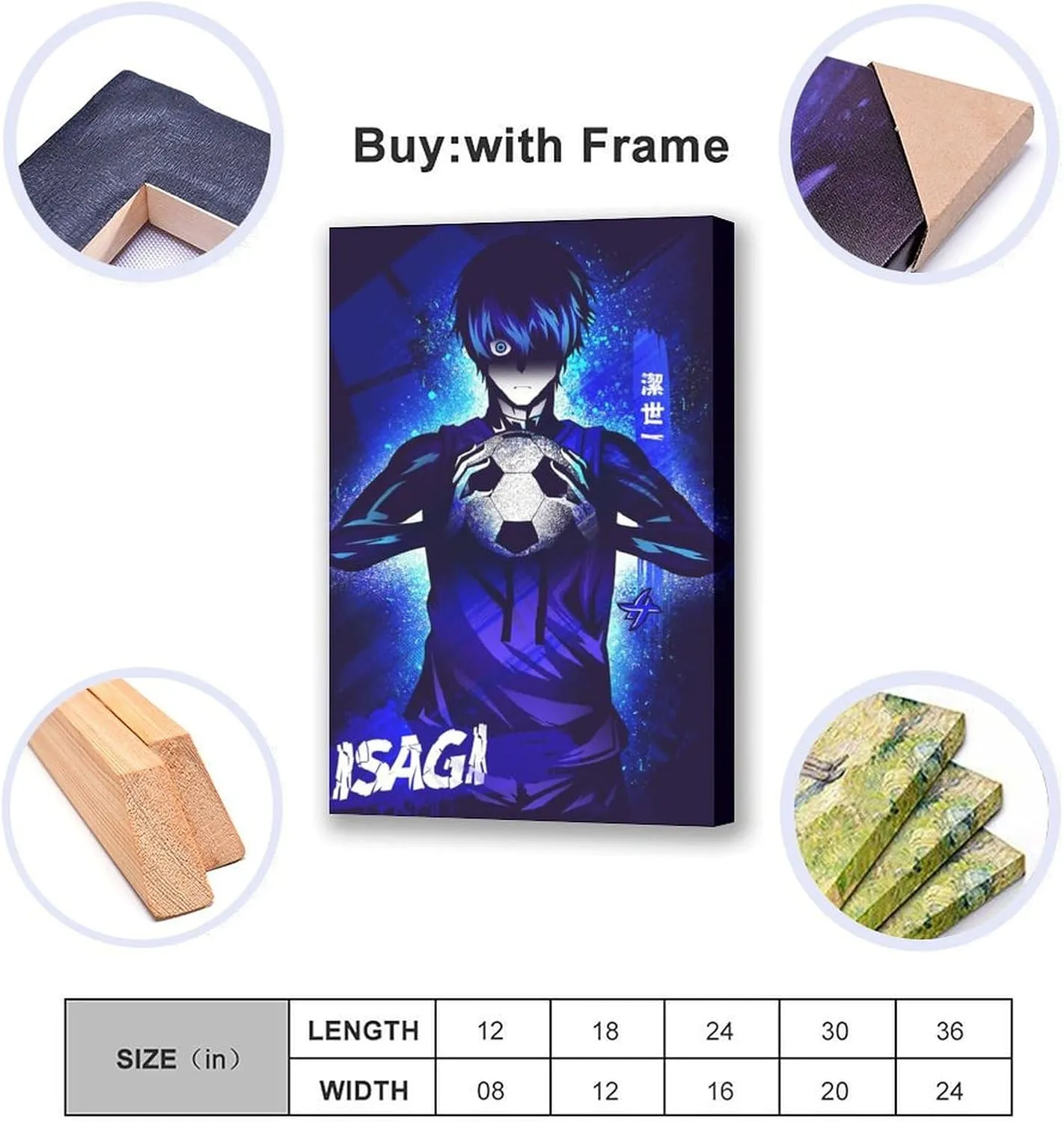 Blue L Ock Anime Poster Yoichi Isagi Bedroom Decoration Sports Posters 12x18inchs(30x45cm)
