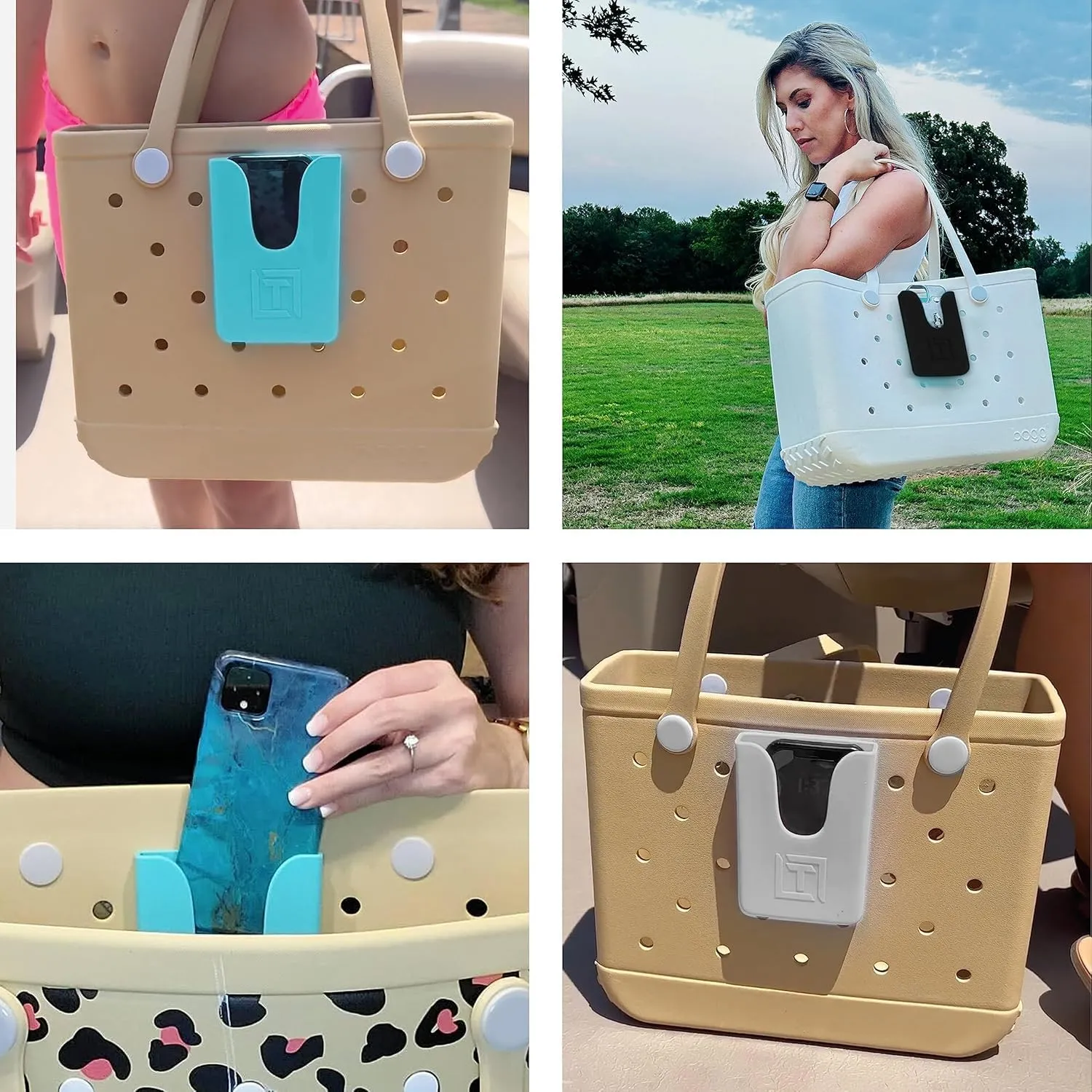 Blue Ombré Phone Holder for Bogg Bag and Simple Modern Bag - Made of Silicone and Fits All Phone Sizes