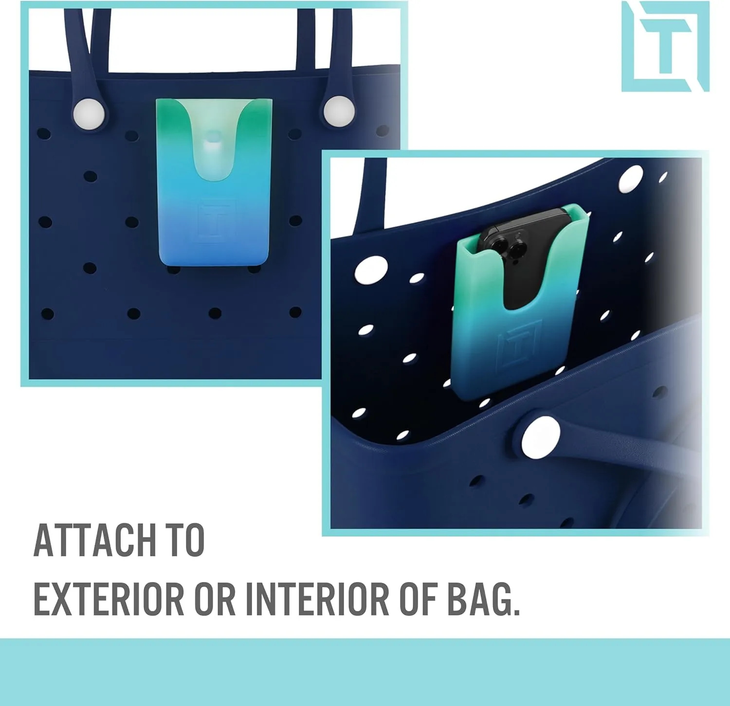 Blue Ombré Phone Holder for Bogg Bag and Simple Modern Bag - Made of Silicone and Fits All Phone Sizes