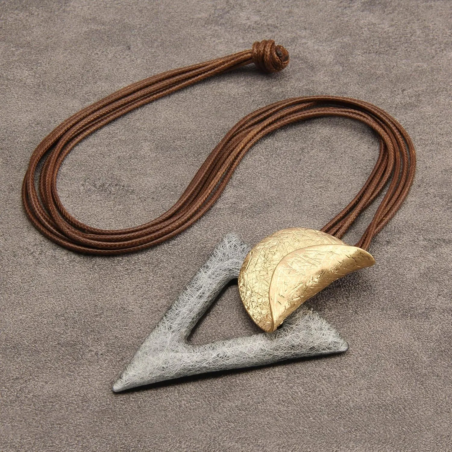 Bohemian Women's Leather Long Pendant Necklace Sweater necklace Adjustable Leather Retro Necklace Woven Handmade Jewelry