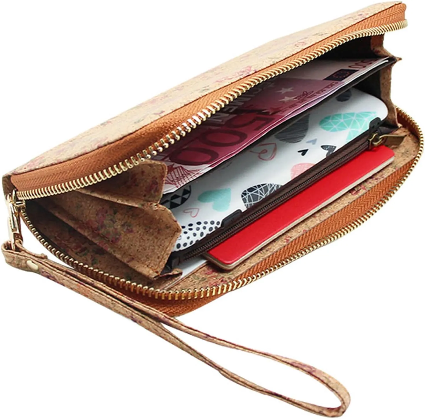 boshiho Cork Vegan Purse Wallet, Women's Smart Phone Clutch Long Purse with Card Holder