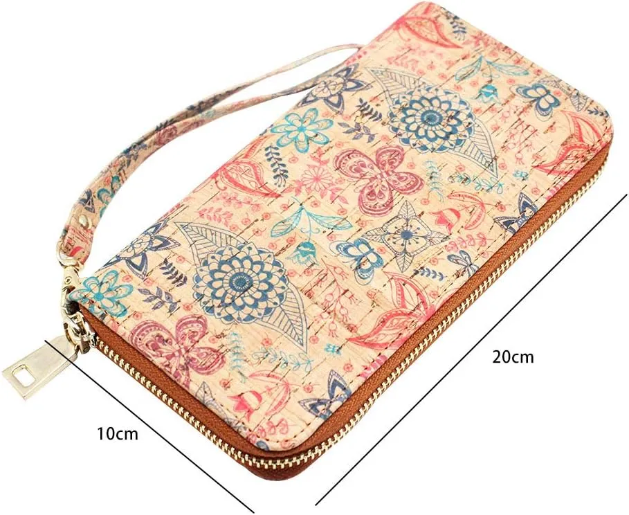 boshiho Cork Vegan Purse Wallet, Women's Smart Phone Clutch Long Purse with Card Holder