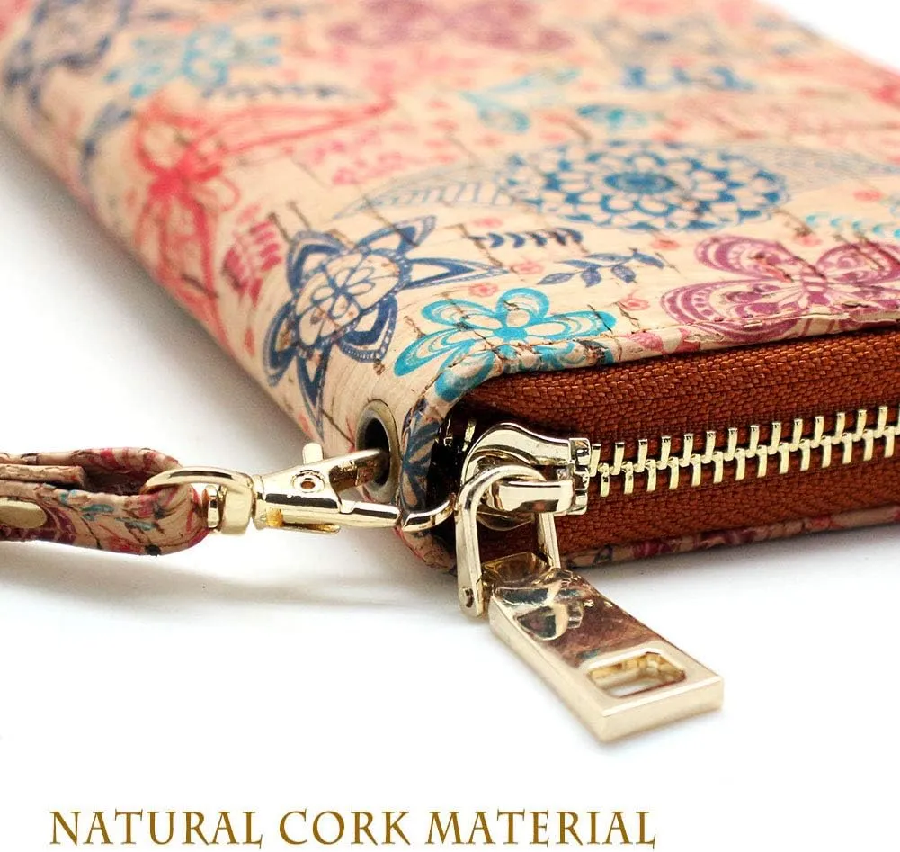 boshiho Cork Vegan Purse Wallet, Women's Smart Phone Clutch Long Purse with Card Holder