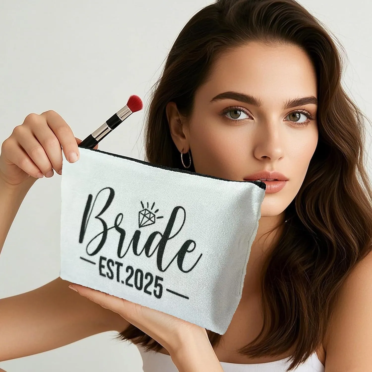 Bride Makeup Bag, Bridal Shower Gifts for Engagement Wedding Bachelorette Gifts for Bride
