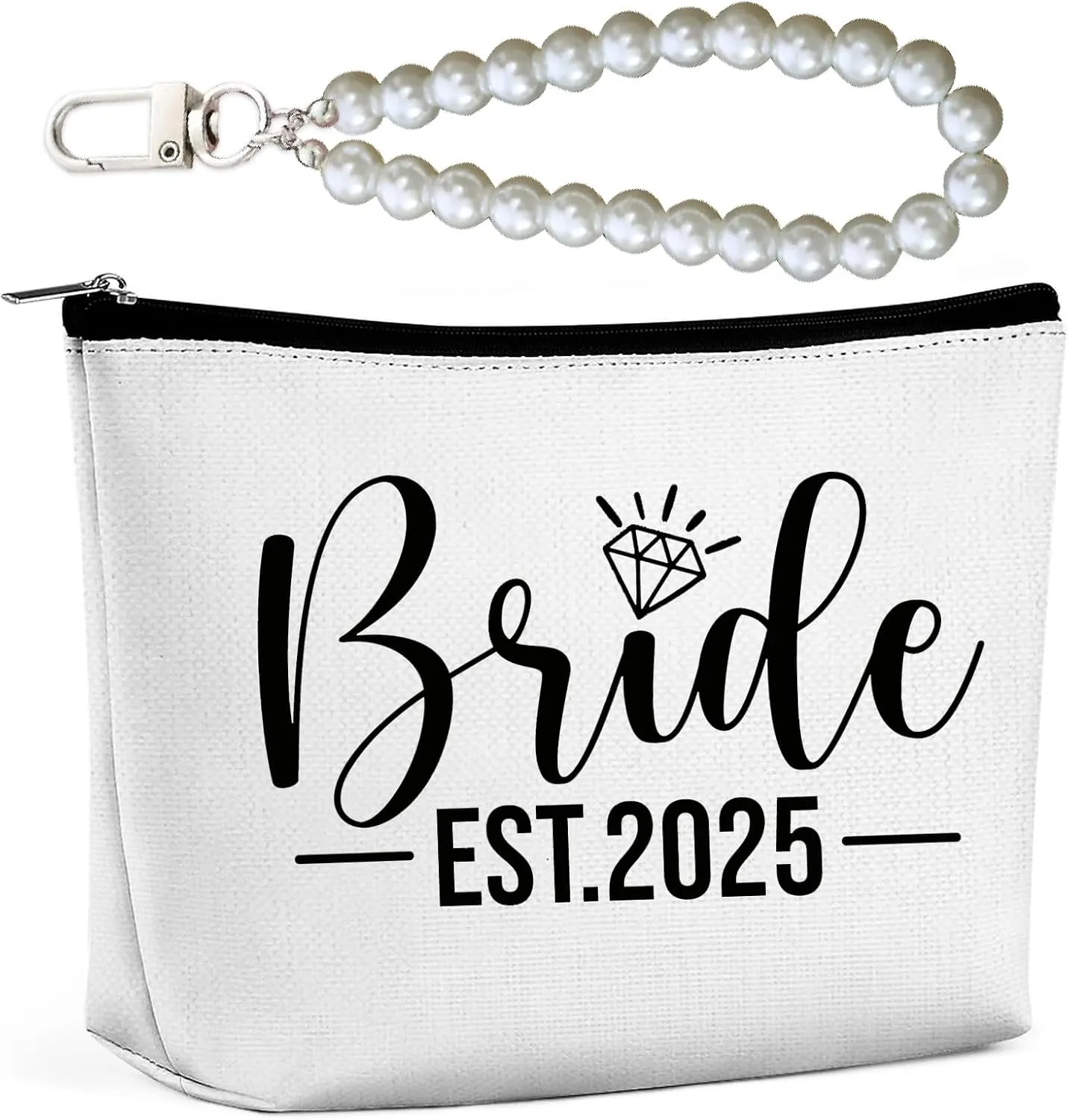 Bride Makeup Bag, Bridal Shower Gifts for Engagement Wedding Bachelorette Gifts for Bride