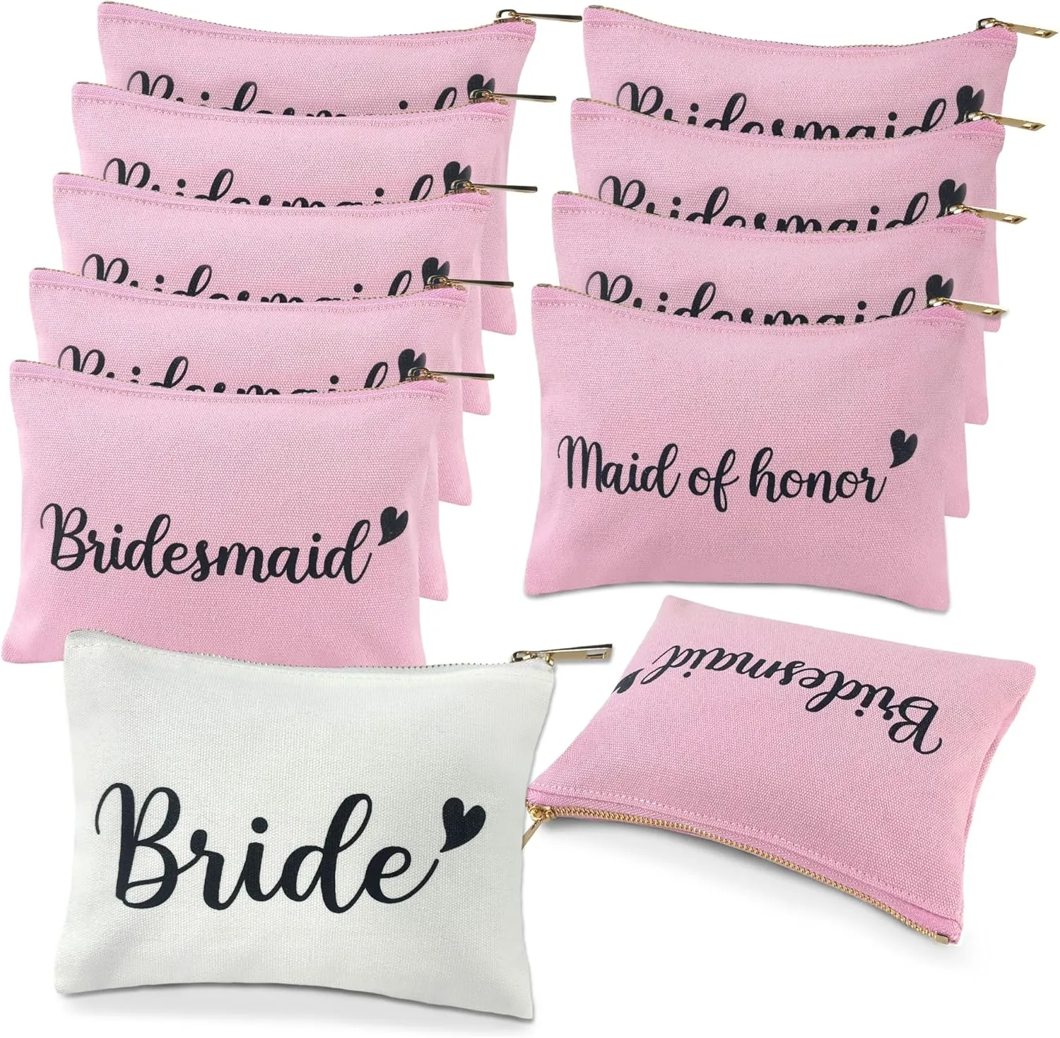 Bridesmaid Proposal Gifts Makeup Bags - Maid of Honor Gifts 8 Pieces Wedding Bridal Cosmetic Canvas Bag for Women Wedding Engagement Bridal Shower Party Favor Supplies