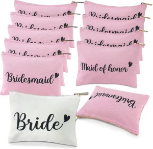 Bridesmaid Proposal Gifts Makeup Bags - Maid of Honor Gifts 8 Pieces Wedding Bridal Cosmetic Canvas Bag for Women Wedding Engagement Bridal Shower Party Favor Supplies