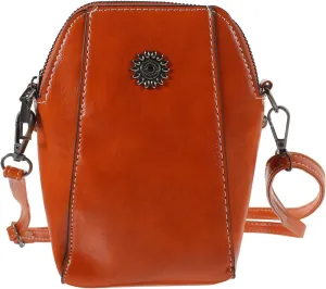 Brown Vintage PU Leather Crossbody Phone Bag Cell Phone Purse Mini Crossbody Wallet Purse with Zipper for Women
