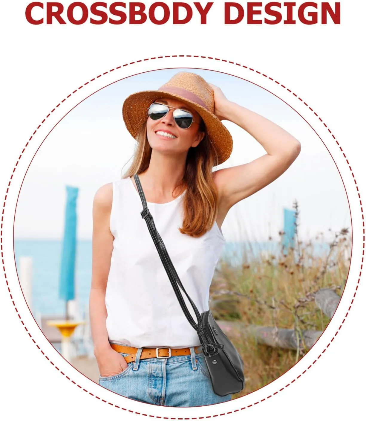 Brown Vintage PU Leather Crossbody Phone Bag Cell Phone Purse Mini Crossbody Wallet Purse with Zipper for Women