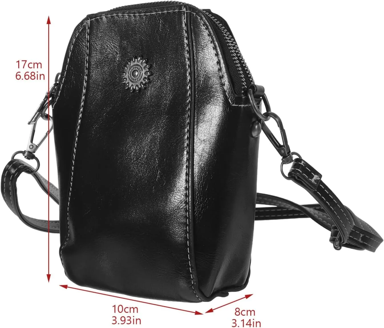 Brown Vintage PU Leather Crossbody Phone Bag Cell Phone Purse Mini Crossbody Wallet Purse with Zipper for Women