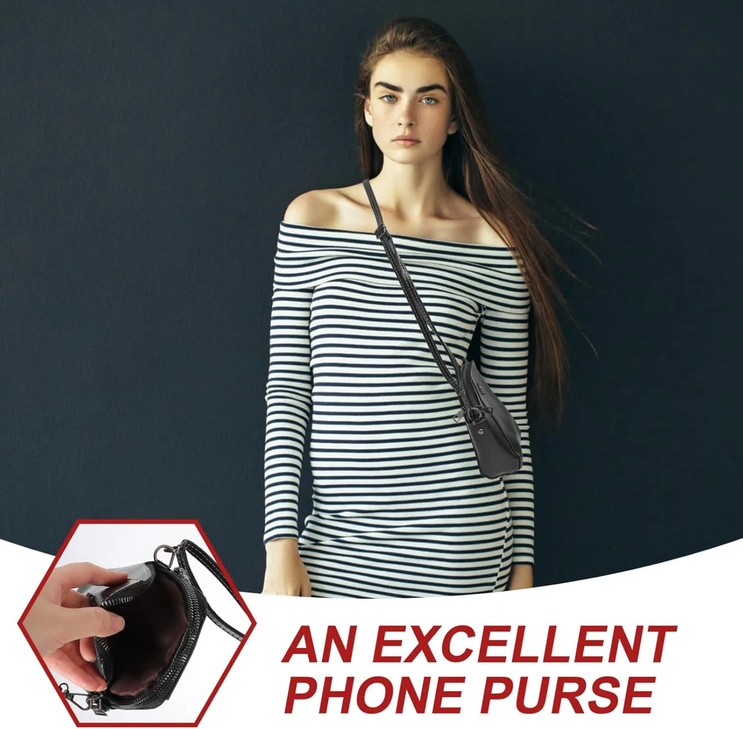 Brown Vintage PU Leather Crossbody Phone Bag Cell Phone Purse Mini Crossbody Wallet Purse with Zipper for Women