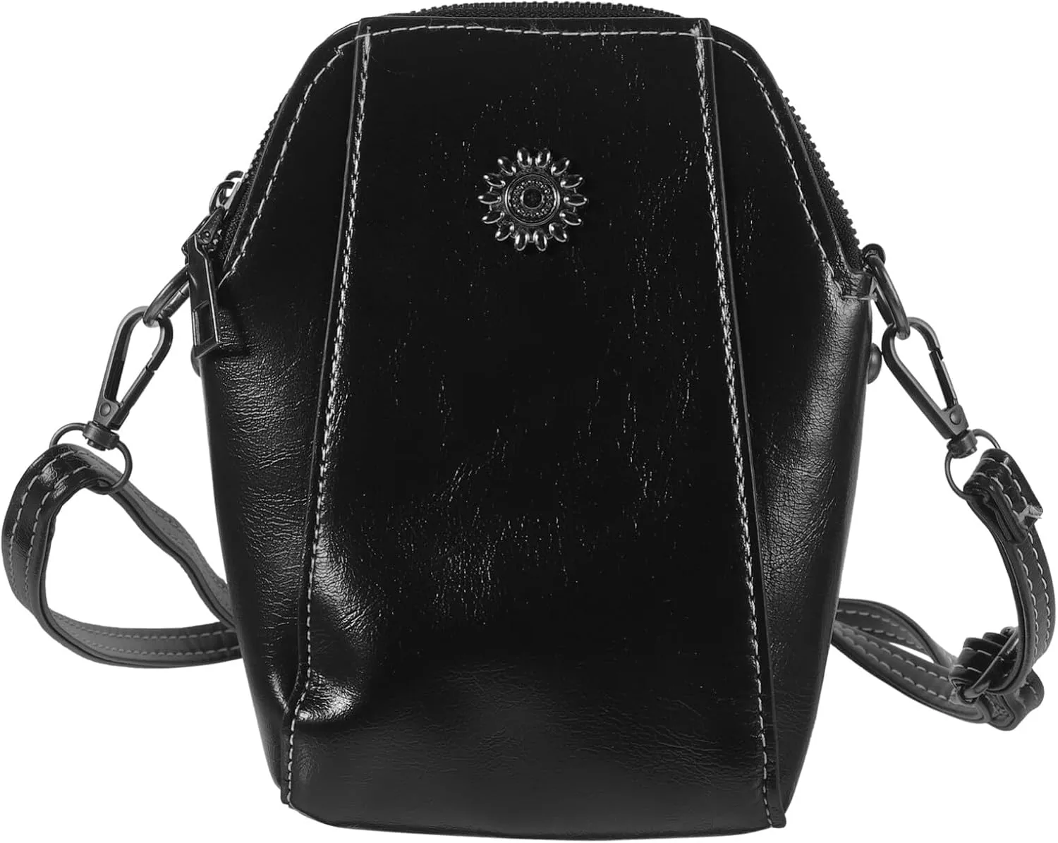 Brown Vintage PU Leather Crossbody Phone Bag Cell Phone Purse Mini Crossbody Wallet Purse with Zipper for Women