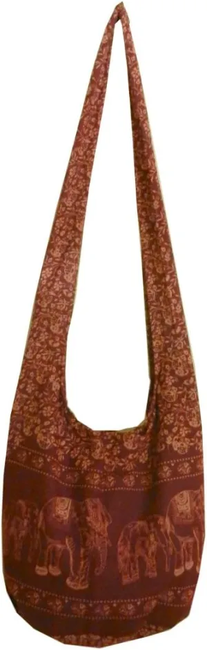 BTP! Elephant Floral Print Sling Crossbody Shoulder Bag Purse Hippie Hobo Thai Cotton Gypsy Bohemian Large