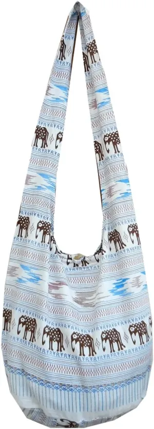 BTP! Elephant Parade Sling Crossbody Shoulder Bag Purse Hippie Hobo Thai Cotton Gypsy Bohemian Large