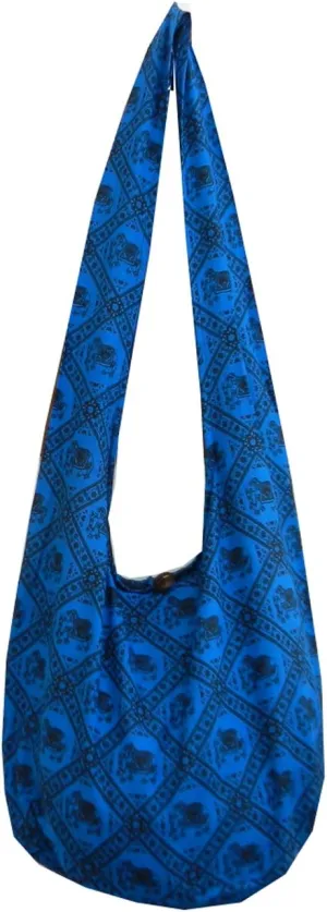 BTP! Indian Elephant Sling Crossbody Shoulder Bag Purse Hippie Hobo Thai Cotton Gypsy Bohemian Large