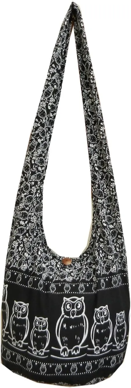 BTP! Owl Hippie Boho Sling Crossbody Bag Shoulder Messenger Purse Large