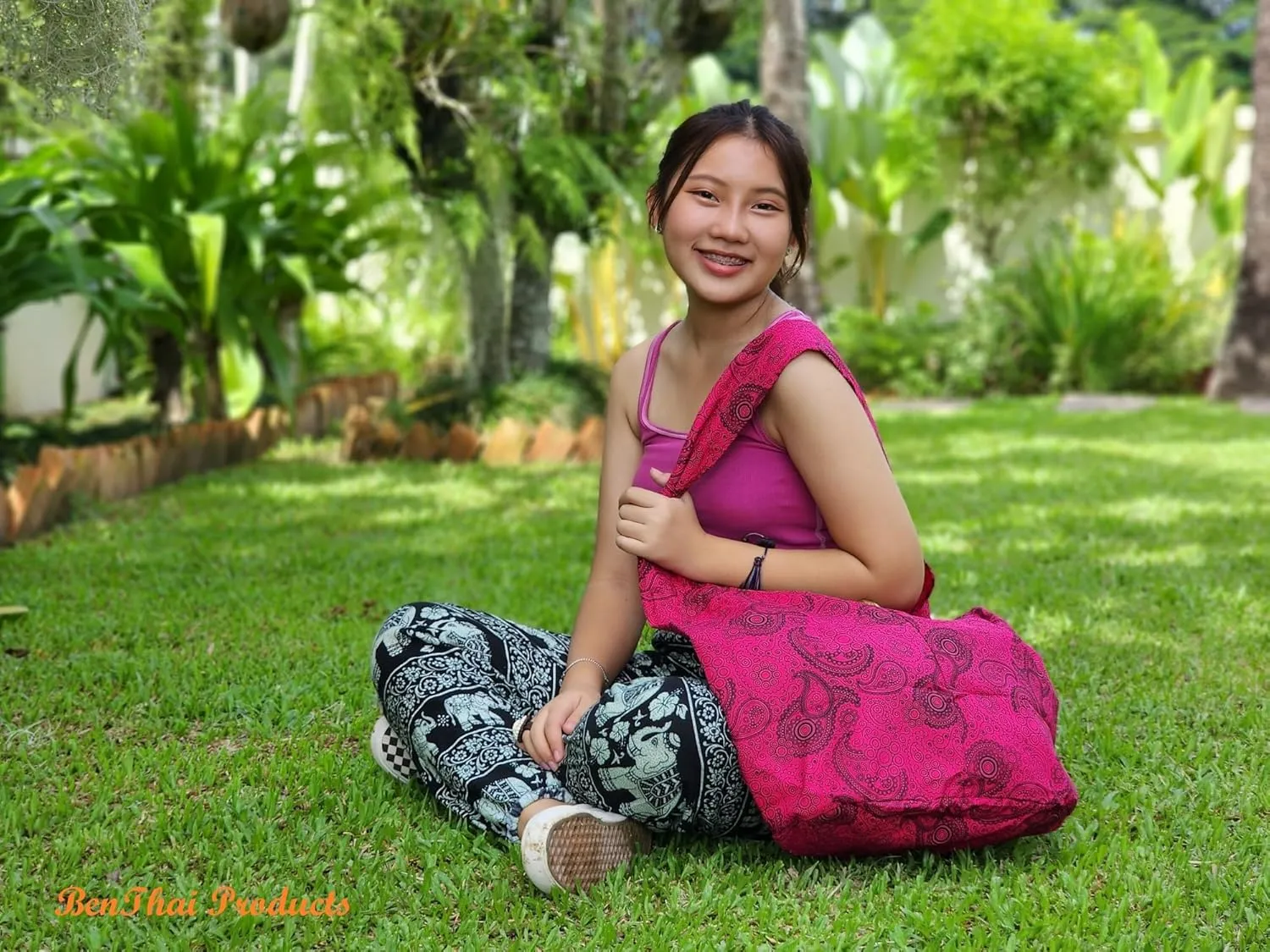 BTP! Thai Cotton Hippie Hobo Sling Crossbody Bag eco Friendly Shopping bag Paisley Print Large