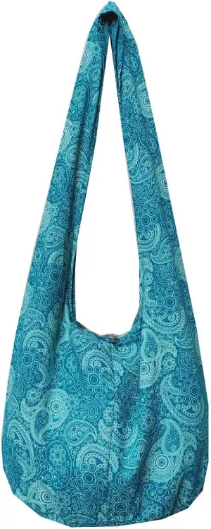 BTP! Thai Cotton Hippie Hobo Sling Crossbody Bag eco Friendly Shopping bag Paisley Print Large