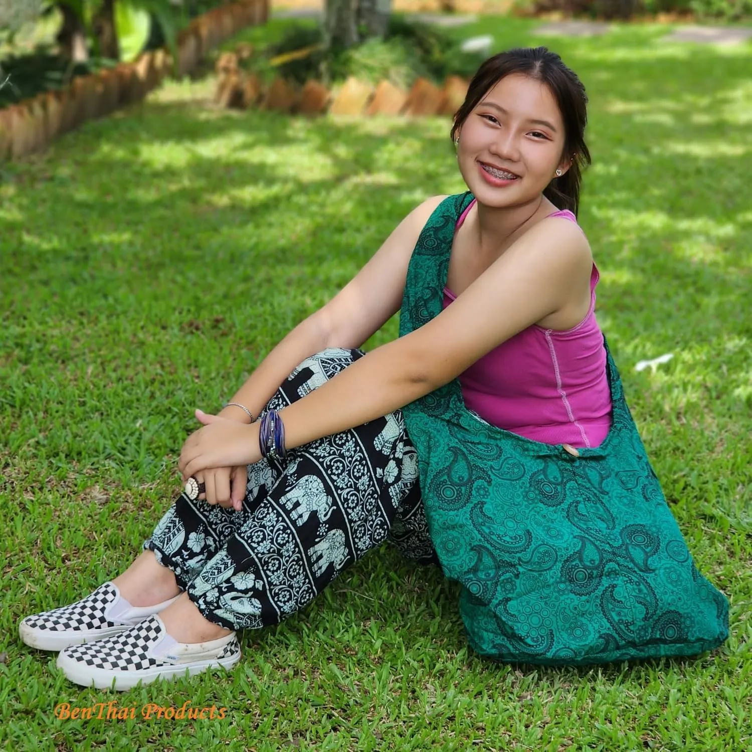BTP! Thai Cotton Hippie Hobo Sling Crossbody Bag eco Friendly Shopping bag Paisley Print Large