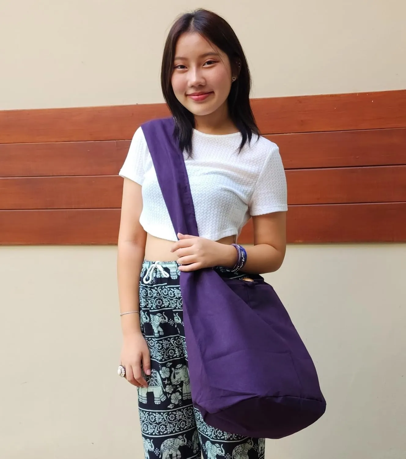 BTP! Thai Monk Buddha Cotton Sling Crossbody Messenger Bag Purse Hippie Hobo Solid Large