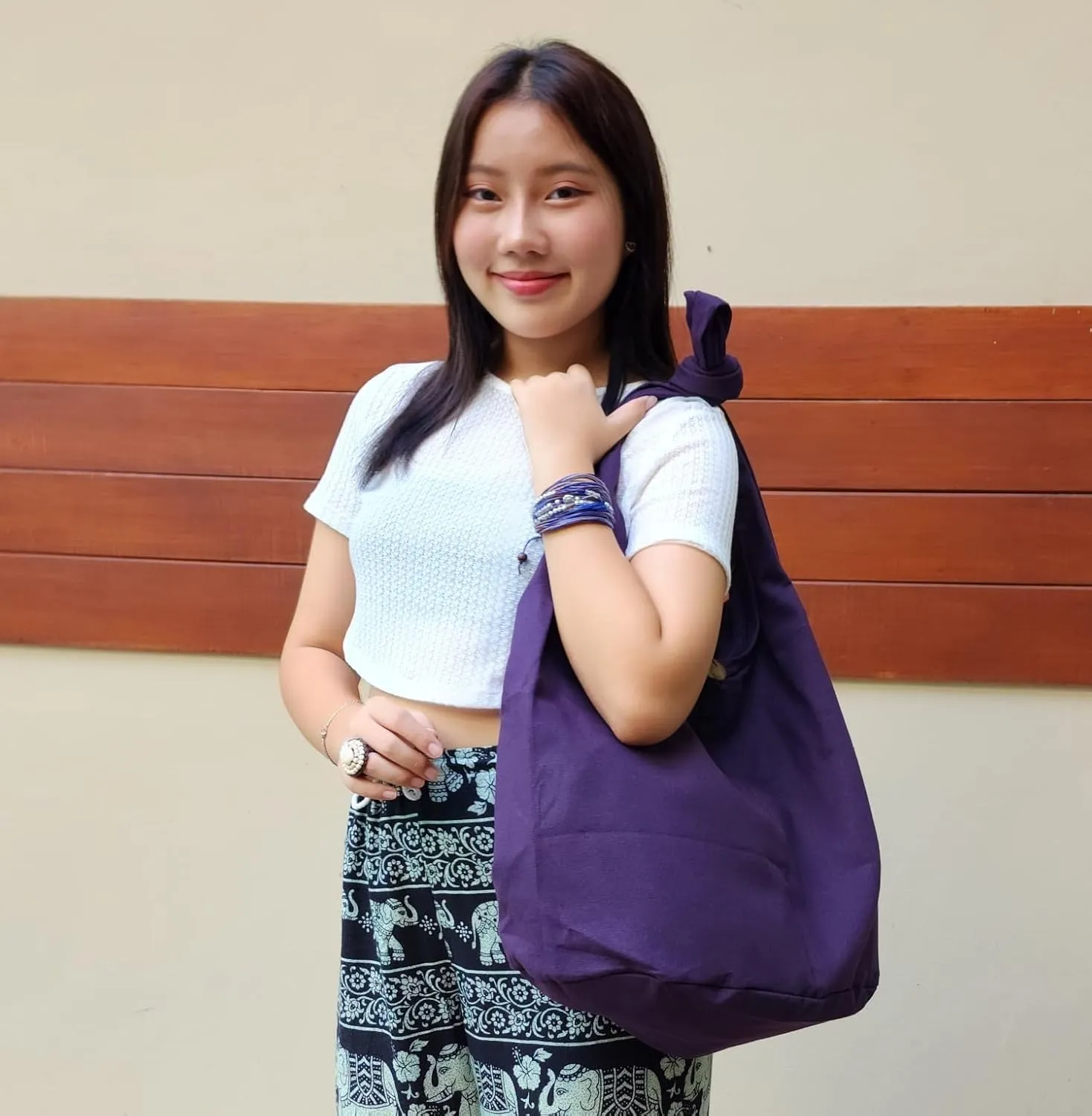 BTP! Thai Monk Buddha Cotton Sling Crossbody Messenger Bag Purse Hippie Hobo Solid Large