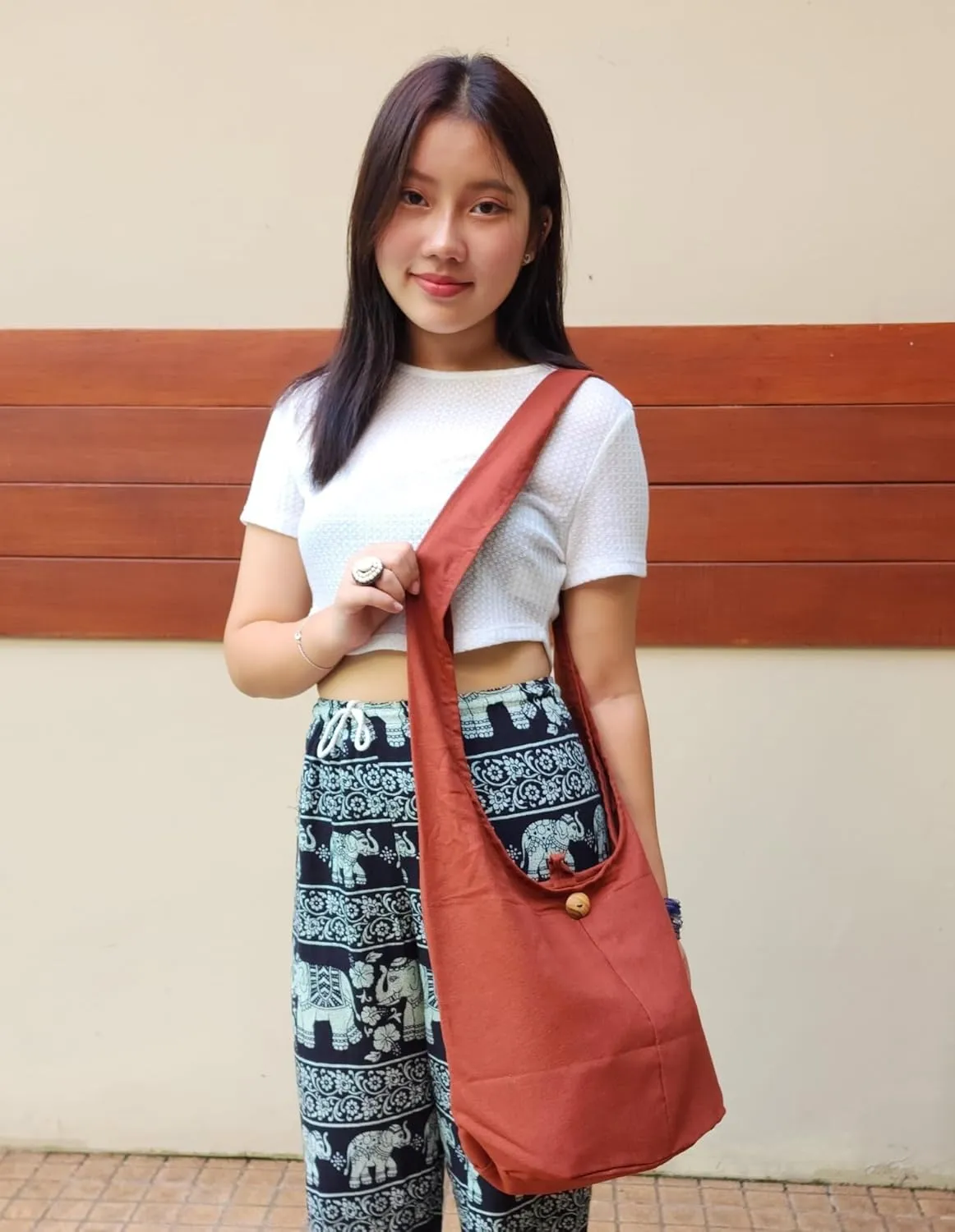 BTP! Thai Monk Buddha Cotton Sling Crossbody Messenger Bag Shlouder Purse Hippie Hobo Medium