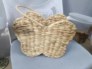 Butterfly Wicker Storage Basket, Natural Water Hyacinth, Handmade Organizer for Toys, Picnics, Home (Butterfly shaped)