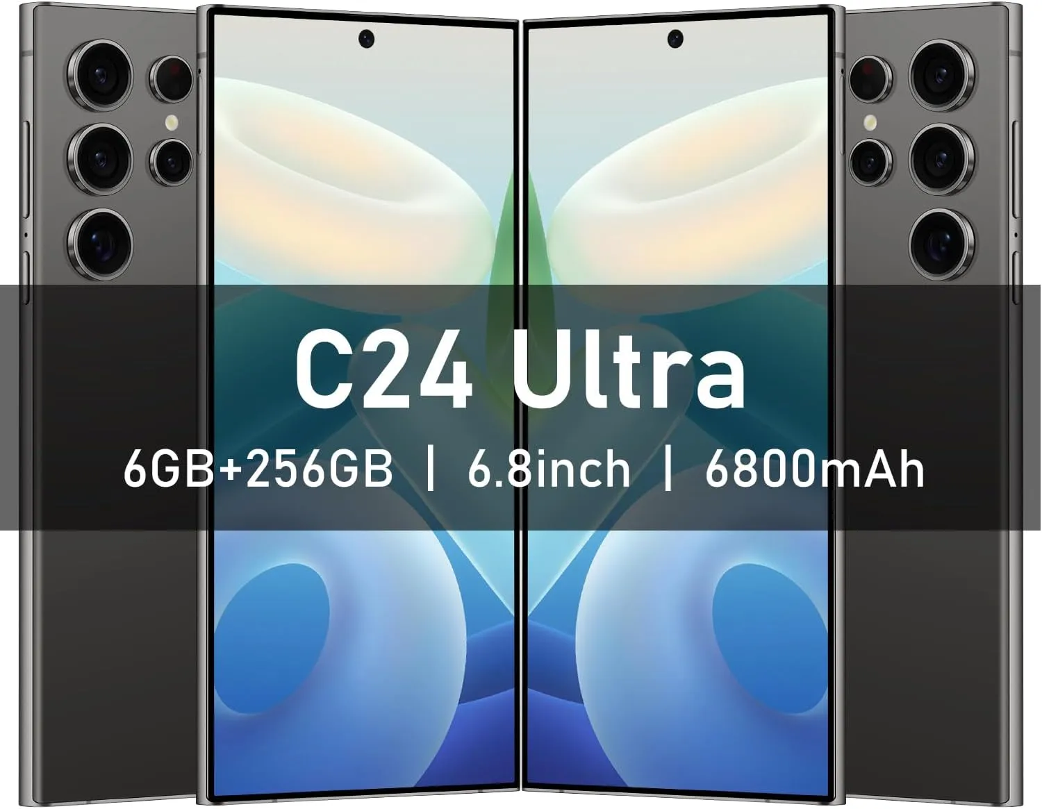 C24 Ultra 5G Smartphone, 6 256GB Unlocked Phone,48 108MP Zoom Camera，6800mAh 6.8" HD Screen Unlocked Cell Phone, 6 256GB Android13.0,Face ID/Fingerprint Lock/GPS (Black)