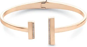 Calvin Klein Women's Bangle: Elegant Minimalism with Sleek Linear Silhouette and Crystal Settings