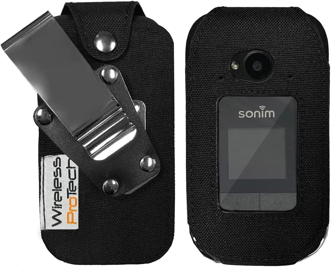 Case Compatible with Sonim XP3 Plus Phone Model XP3900, Form Fitted Nylon Case with 4-Way Locking Belt Clip, Built-in Screen & Keypad Protection