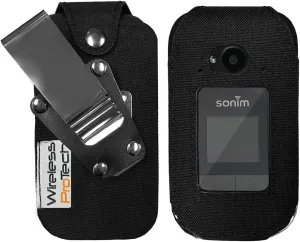 Case Compatible with Sonim XP3 Plus Phone Model XP3900, Form Fitted Nylon Case with 4-Way Locking Belt Clip, Built-in Screen & Keypad Protection