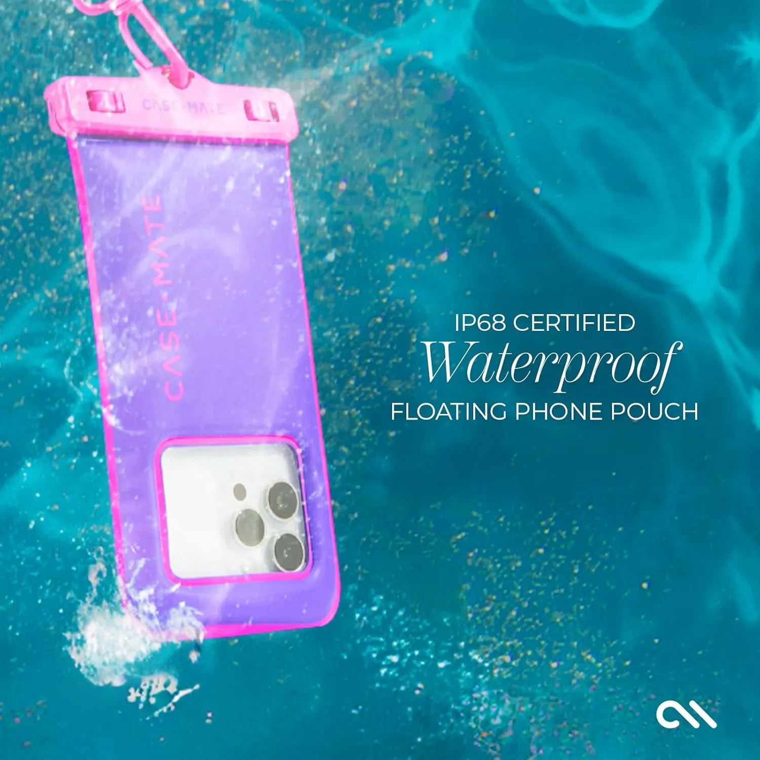Case-Mate IP68 Waterproof Phone Pouch - Floating Waterproof Phone Case w/Crossbody Lanyard - Beach Cruise Ship Travel Essentials - Compatible with All Devices - Touchscreen Friendly - Purple Paradise