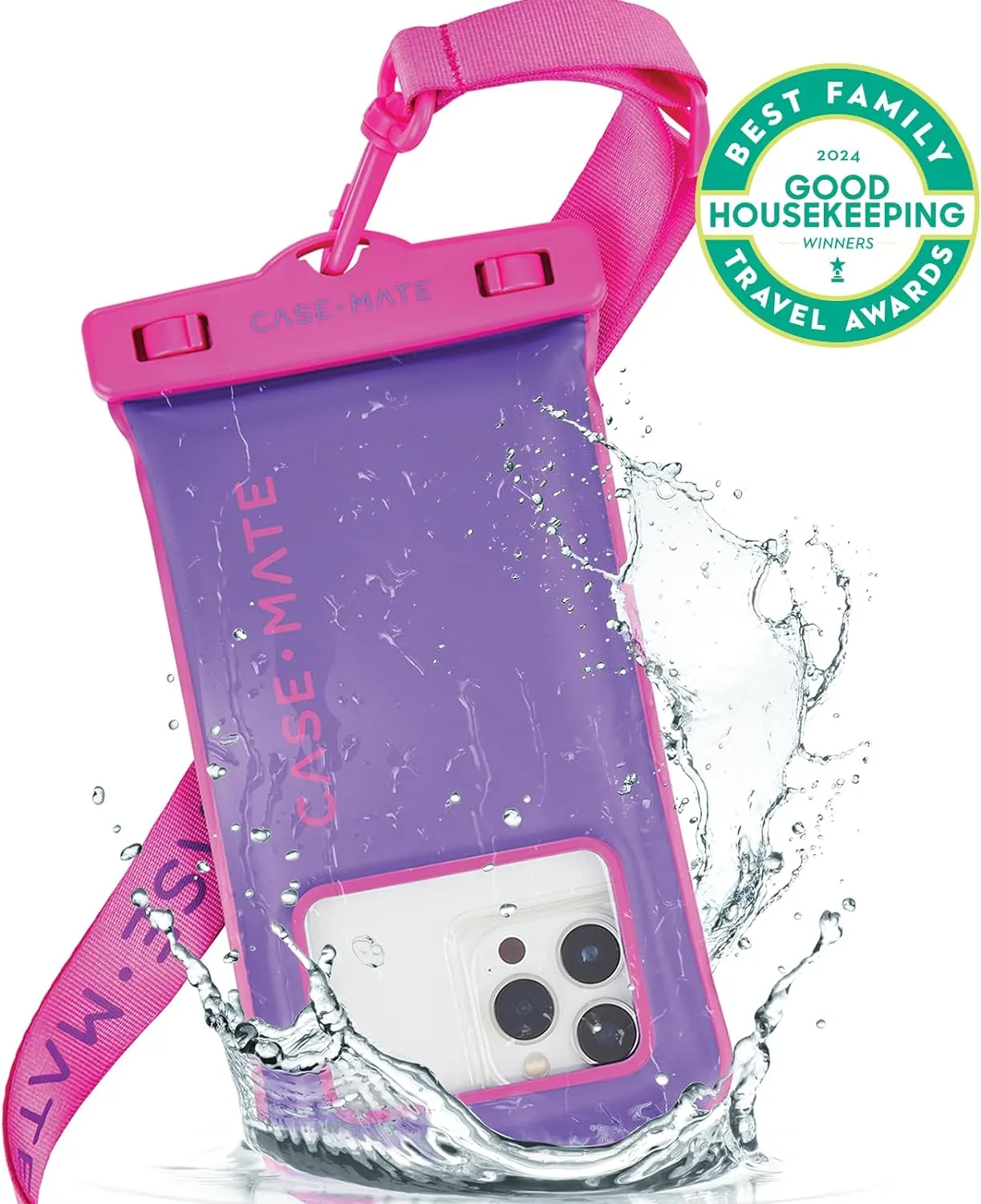 Case-Mate IP68 Waterproof Phone Pouch - Floating Waterproof Phone Case w/Crossbody Lanyard - Beach Cruise Ship Travel Essentials - Compatible with All Devices - Touchscreen Friendly - Purple Paradise