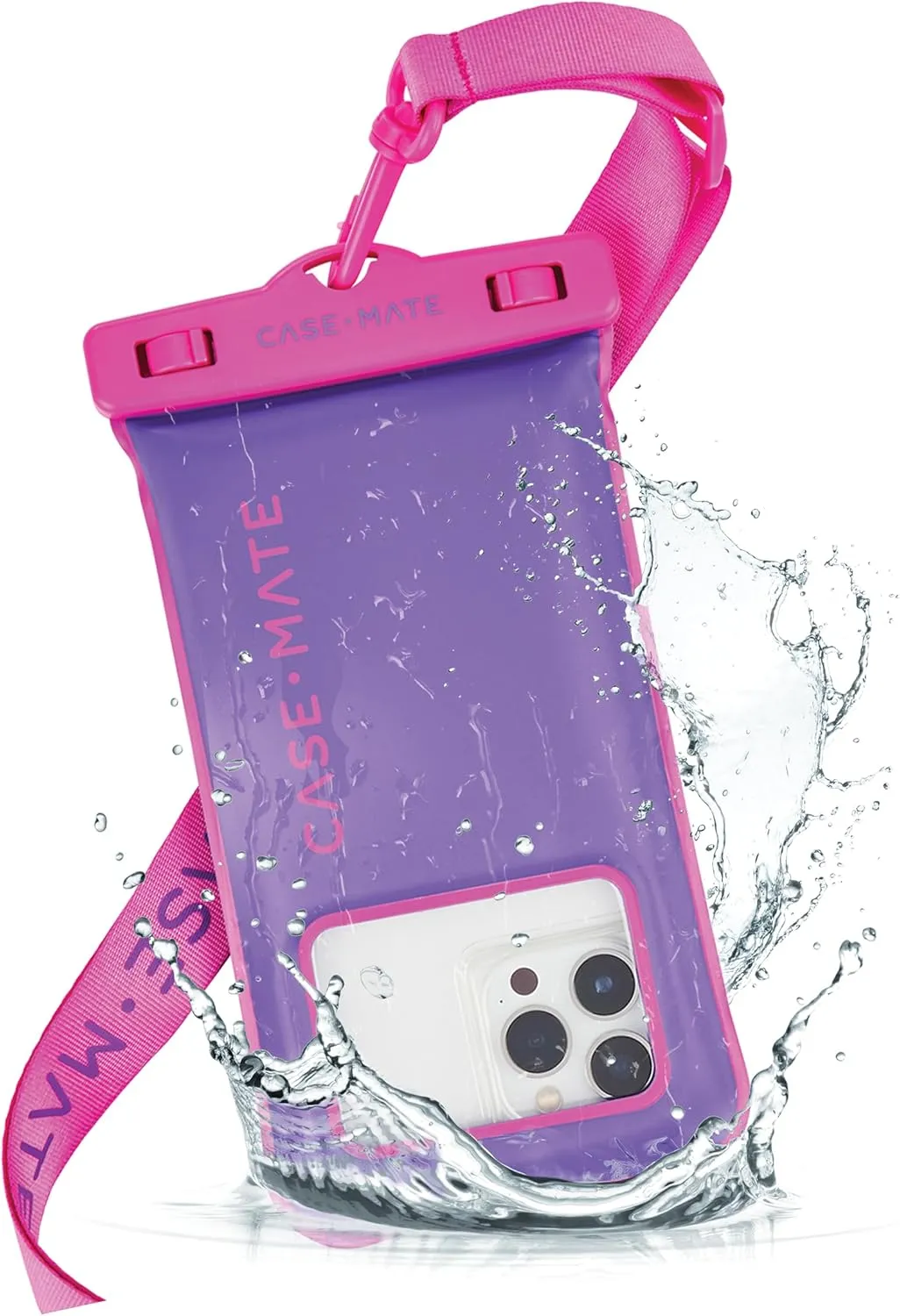 Case-Mate IP68 Waterproof Phone Pouch - Floating Waterproof Phone Case w/Crossbody Lanyard - Beach Cruise Ship Travel Essentials - Compatible with All Devices - Touchscreen Friendly - Purple Paradise