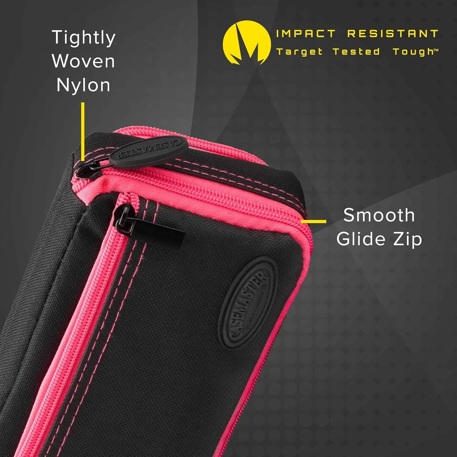 Casemaster Plazma Plus, 3 Dart Case for Soft and Steel Tip Darts Features Large Front Mobile Device Pocket, Built-in Storage Tube and Pockets for Flights, Tips, Shafts, and Personal Items