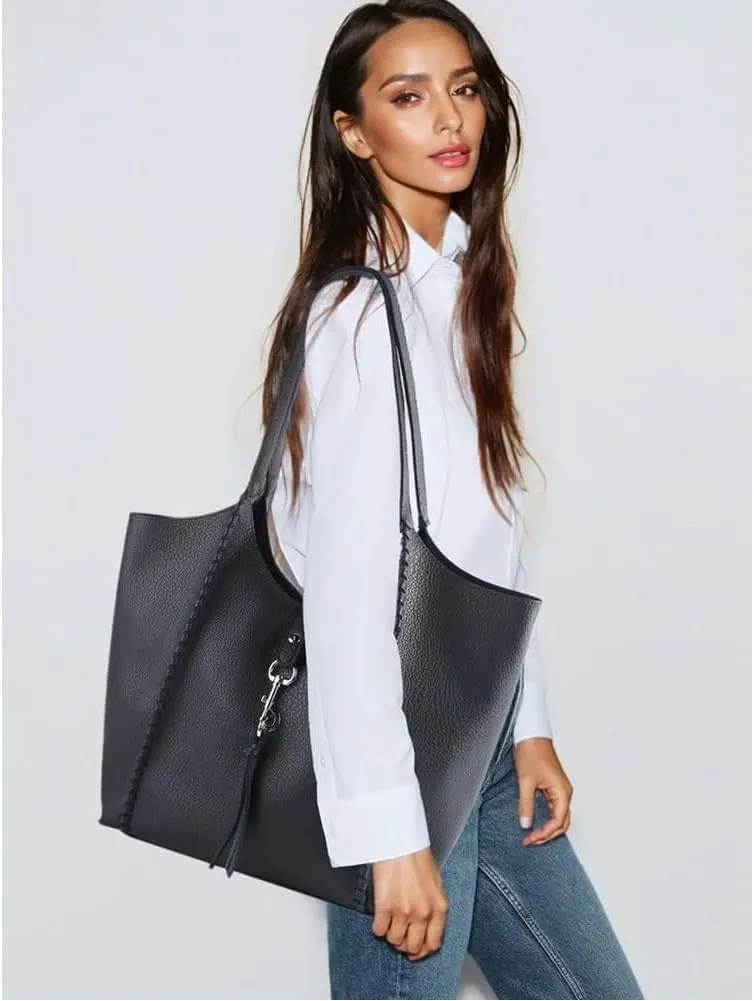 Casual Zipper Tote Bag for Women Soft PU Leather Hobo Bag Slouchy Shoulder Purse for Work Travel