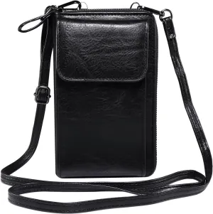Cell Phone Protective Holster Case Small Crossbody Wallet Bag,Cell Phone Shoulder Bag Purse Handbag with Card Holder, Travel Phone Bag(Black)