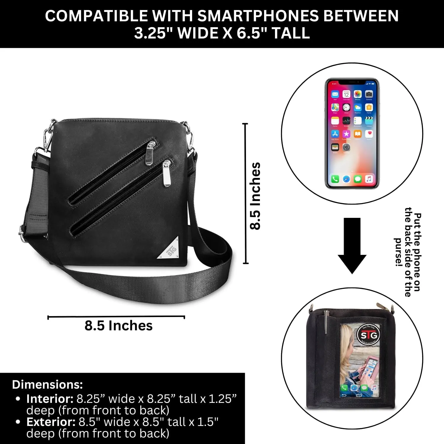 Cell Phone Purse - Touch Screen Women’s Crossbody Handbags (Zoe) - Clutch & Crossbody Phone Case