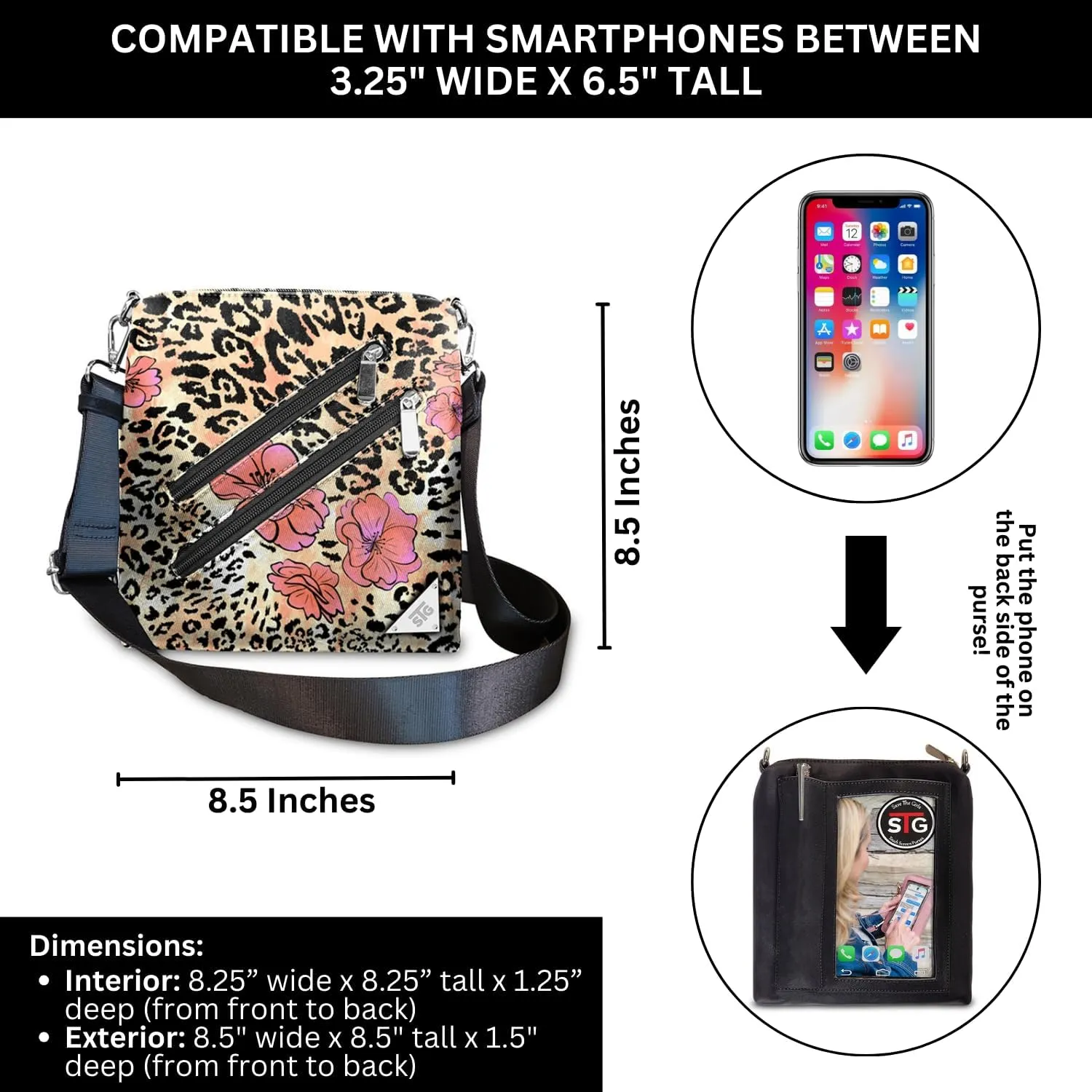 Cell Phone Purse - Touch Screen Women’s Crossbody Handbags (Zoe) - Clutch & Crossbody Phone Case