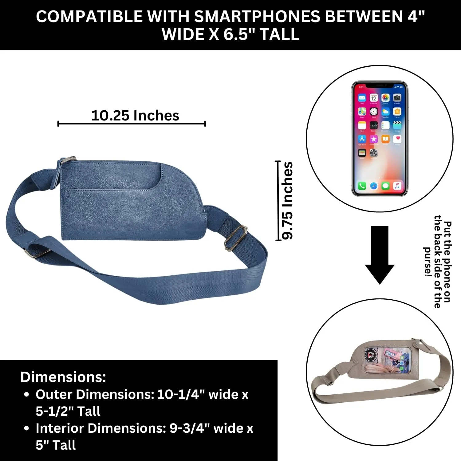 Cell Phone RFID Sling Bag - Touch Screen Women’s Sling Purse Crossbody for Woman (RFID BFF)
