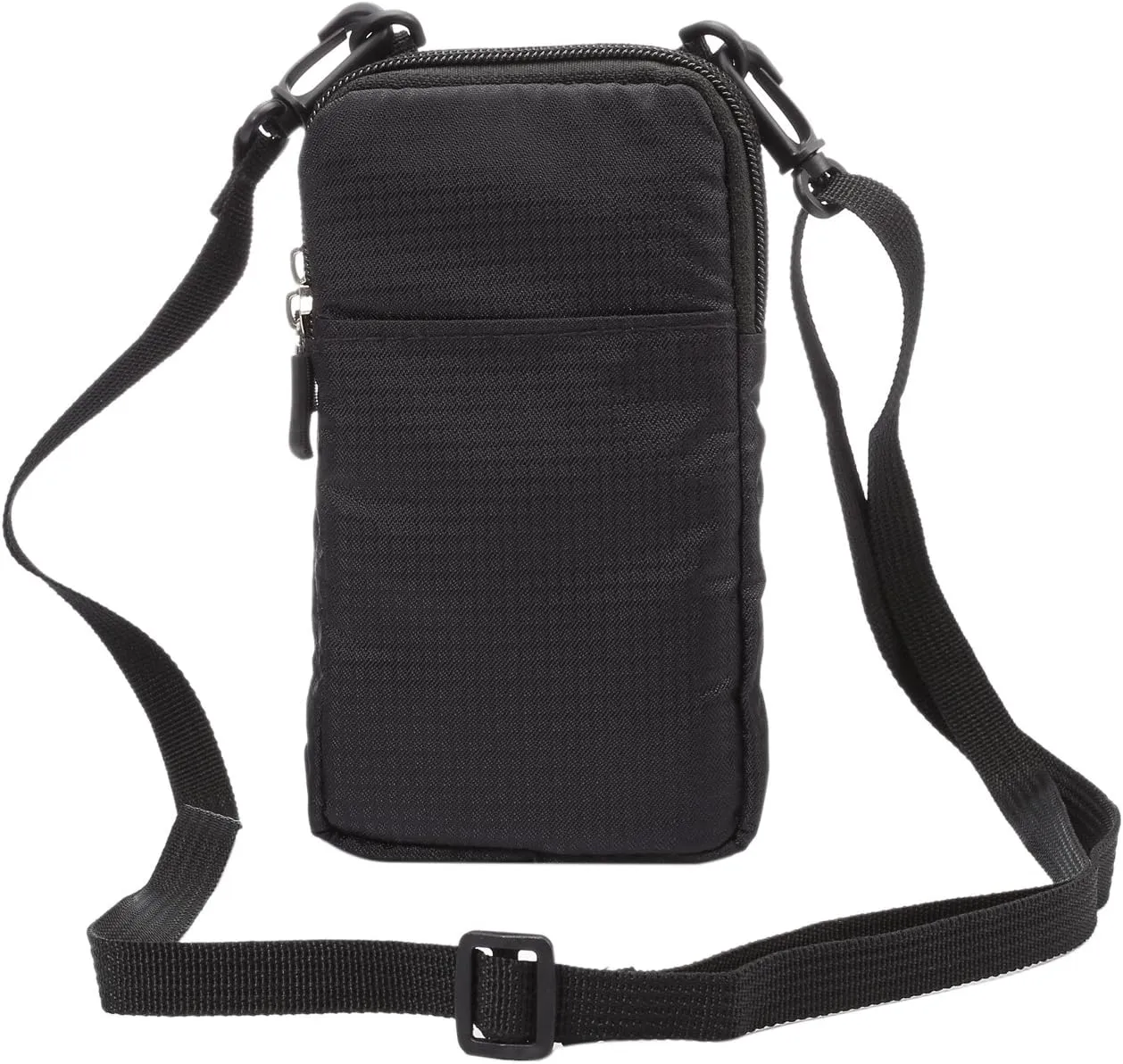 Cellphone Belt Clip Holster Men, Nylon Crossbody Cell Phone Purse, 6.9" Cellphone Belt Case Holder Mens Smartphone Belt Loop Pouch Zipper Pockets for iPhone 15 14 13 12 Pro Max Case 7 8 Plus, Black