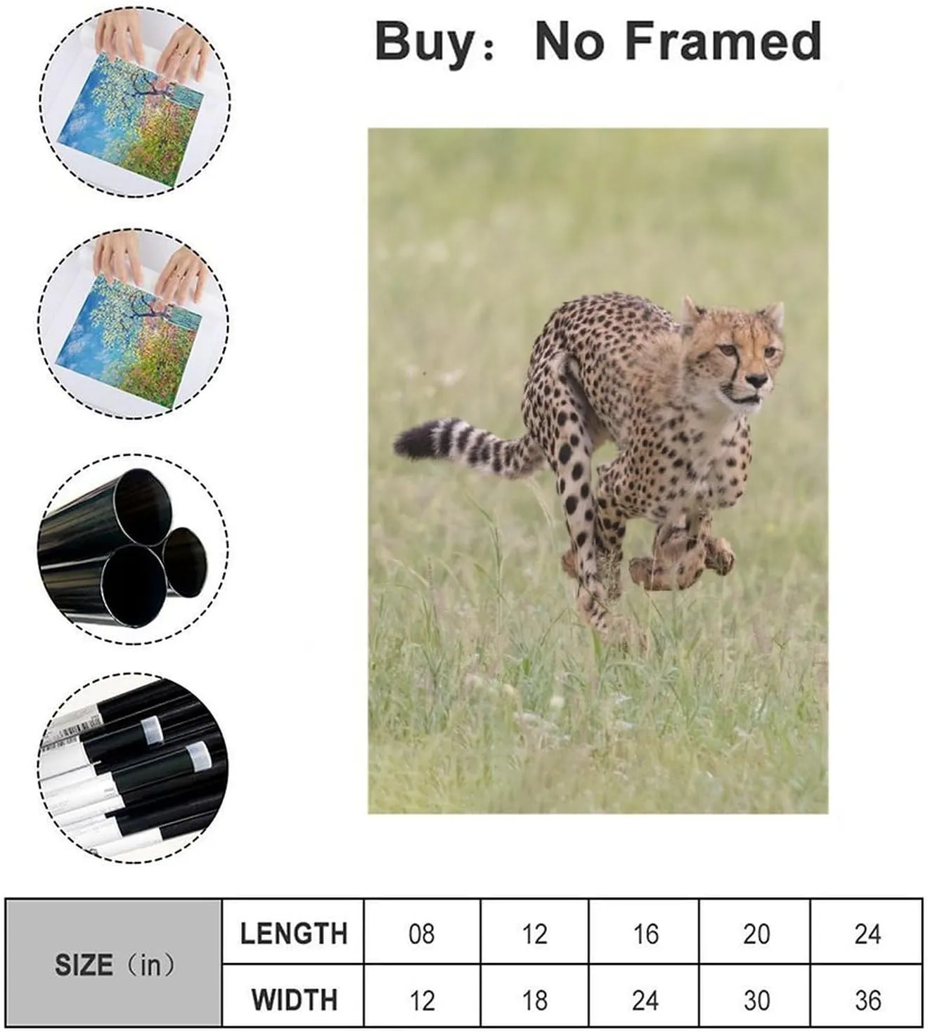 Cheetah Prairie Running Hunting Room Aesthetics Posters Canvas Posters Bedroom Decoration Sports Office Decoration Gifts Wall Art Decoration Printing Posters 16x24inchs(40x60cm)