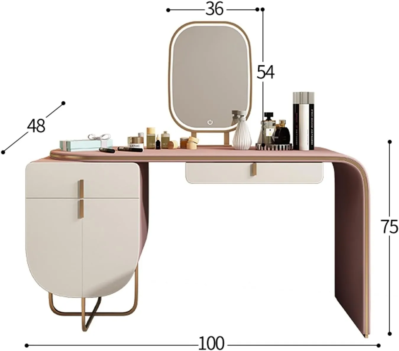 Chests of Drawers Dresser Retractable Dresser with Drawer Makeup Mirror Makeup Stool Makeup Table All in One Set Ladies Makeup Assistant (Color : F)