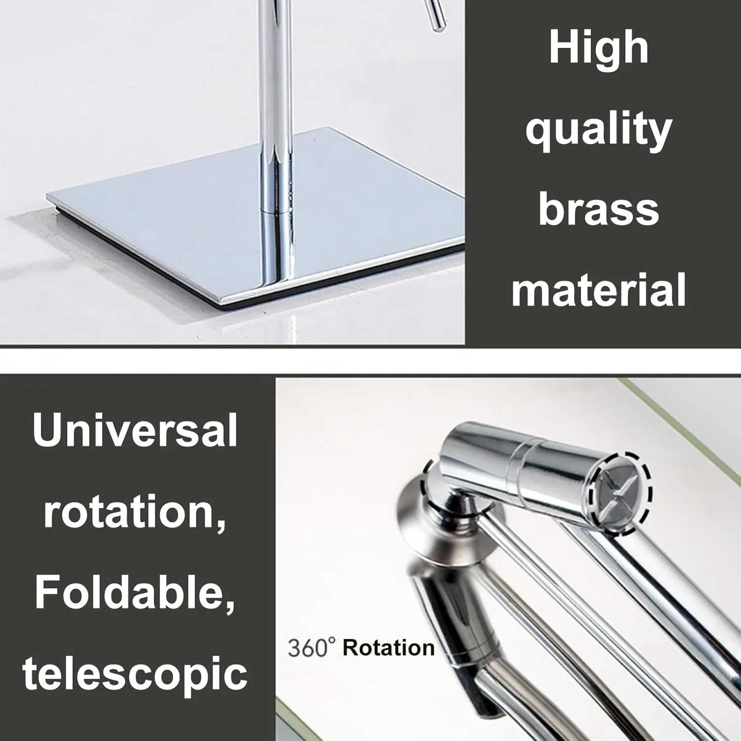 Chrome Standing Tabletop Makeup Mirror, Rotation Magnification Beauty Cosmetic Mirror, Men's HD Shaving Mirror, Vanity Mirror for Beauty Salon, Jewelry Store Countertop Mirror,A,5X