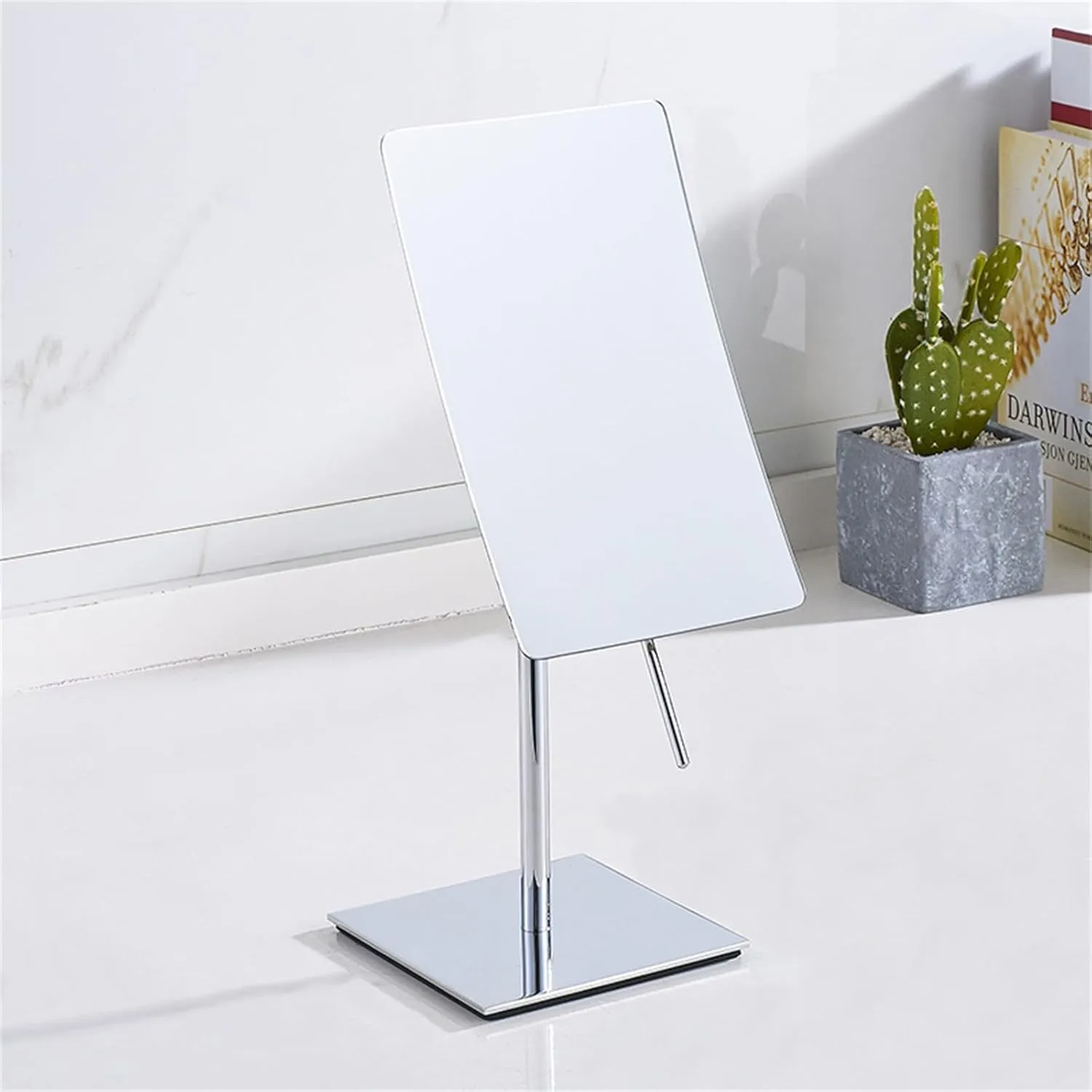 Chrome Standing Tabletop Makeup Mirror, Rotation Magnification Beauty Cosmetic Mirror, Men's HD Shaving Mirror, Vanity Mirror for Beauty Salon, Jewelry Store Countertop Mirror,A,5X