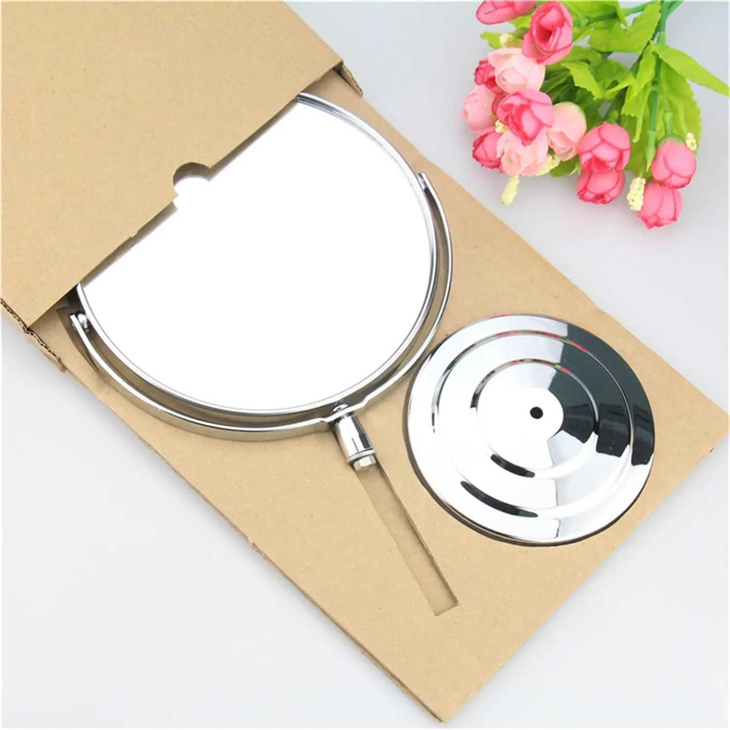 Chrome Tabletop Rotation Makeup Mirror, 1X and 2X Magnification Cosmetic Mirror, Removable Standing Hd Shaving Mirror, Exhibit Beauty Mirror for Countertop,A,3 Inch
